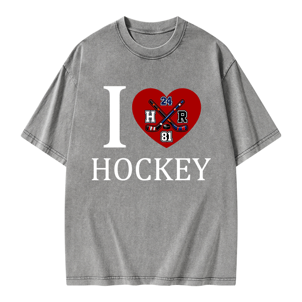 Pagewings I Heart Hockey Unisex Washed T-shirt