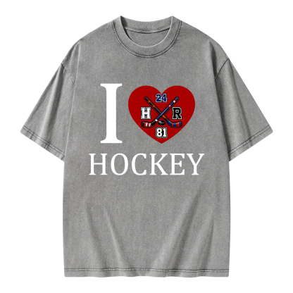 Pagewings I Heart Hockey Unisex Washed T-shirt