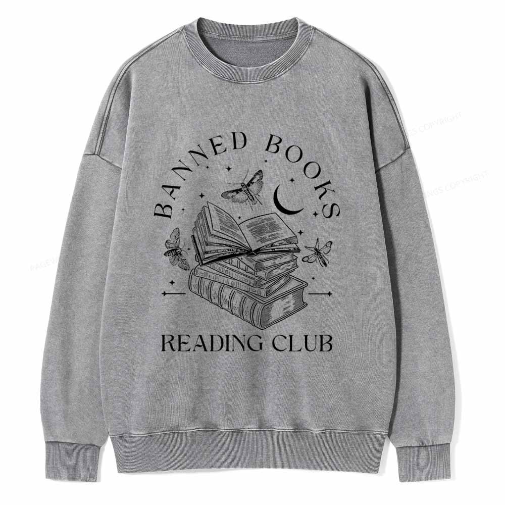 Pagewings Banned Book Reading Club Shirt Unisex Washed Sweatshirt