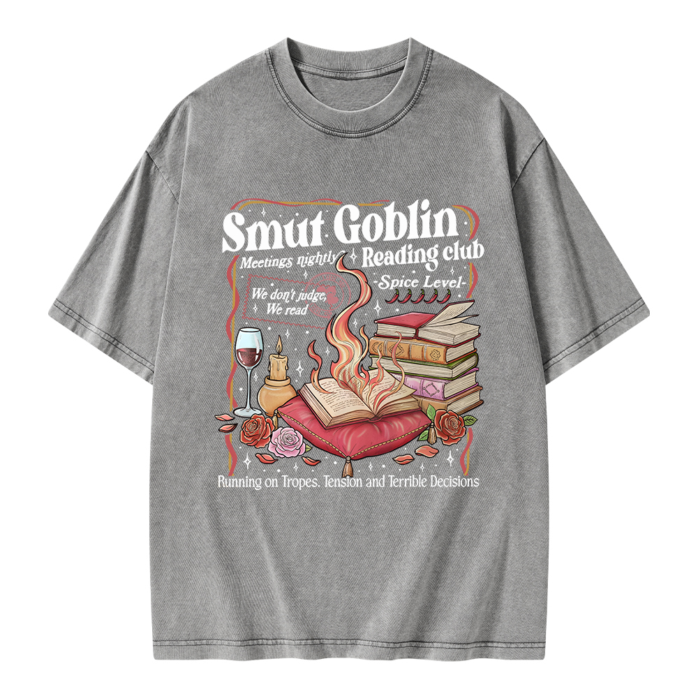 Pagewings Smut Goblin Dark Romance Bookish Unisex Washed T-shirt