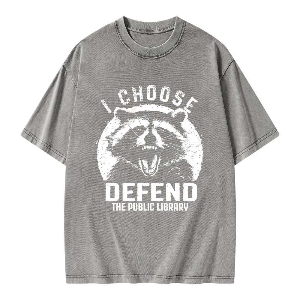 Pagewings I Choose Defend The Public Library Unisex Washed T-shirt