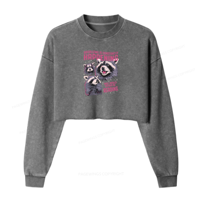 Pagewings Socializing Is Constantly Happening Washed Crop Sweatshirt