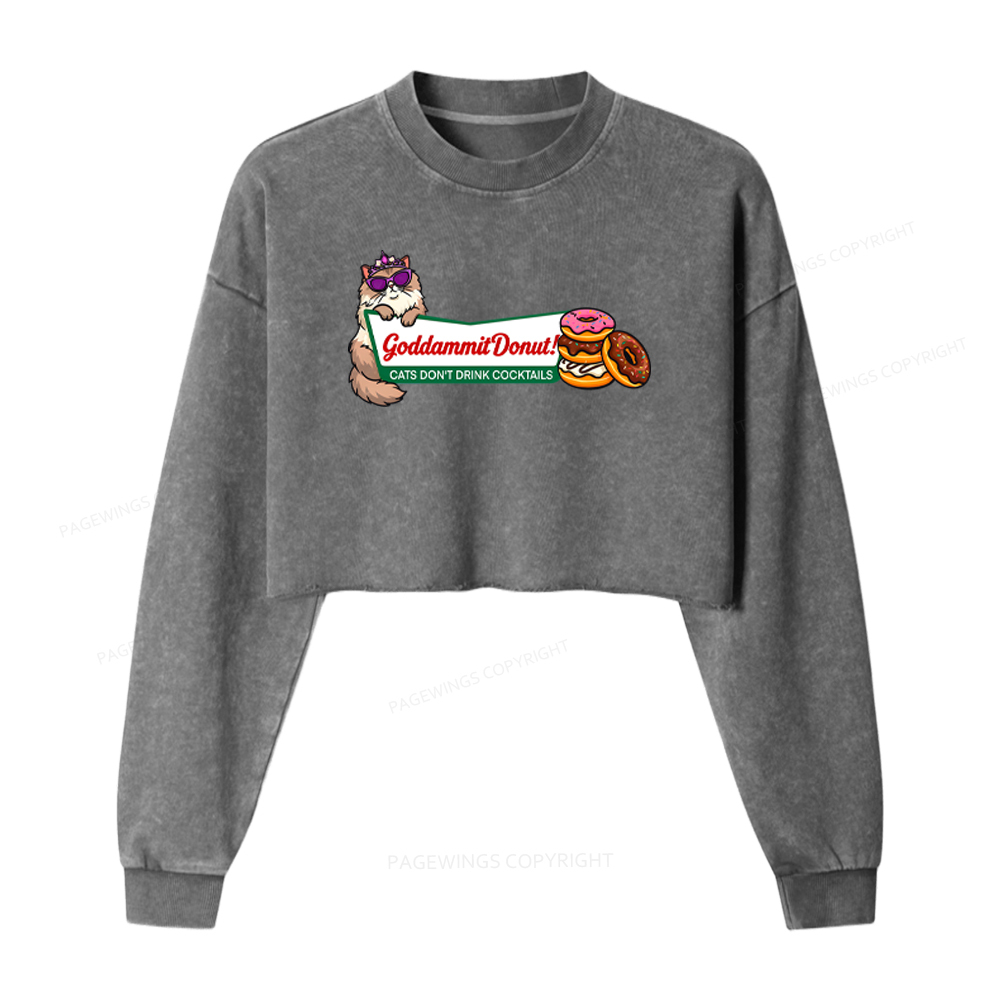 Pagewings Goddammit Donut Washed Crop Sweatshirt