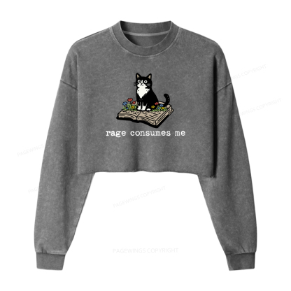 Pagewings Rage Consumes Me Washed Crop Sweatshirt