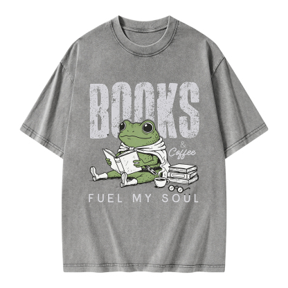 Pagewings Books And Coffee Fuel My Soul Unisex Washed T-shirt
