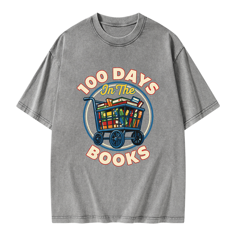Pagewings 100 Days In The Books Unisex Washed T-shirt