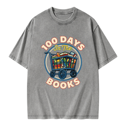 Pagewings 100 Days In The Books Unisex Washed T-shirt