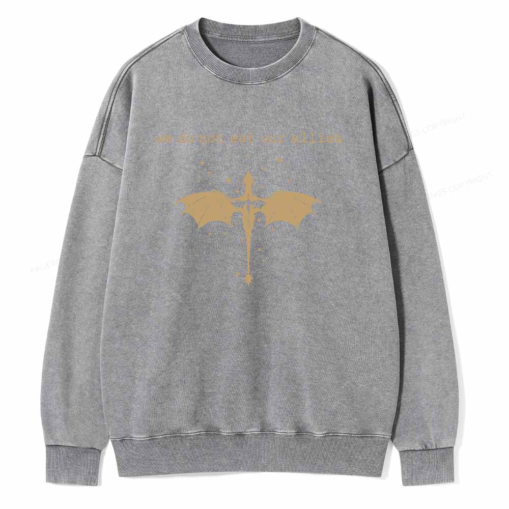 Pagewings We Do Not Eat Our Allies Unisex Washed Sweatshirt