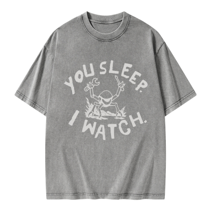 Pagewings You Sleep I Watch Unisex Washed T-shirt