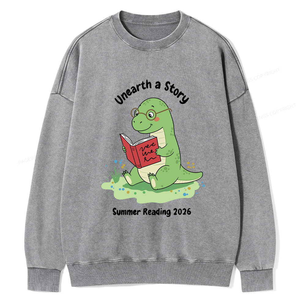 Pagewings Unearth A Story Dinosaur Summer Reading Washed Sweatshirt