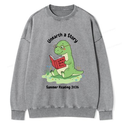 Pagewings Unearth A Story Dinosaur Summer Reading Washed Sweatshirt