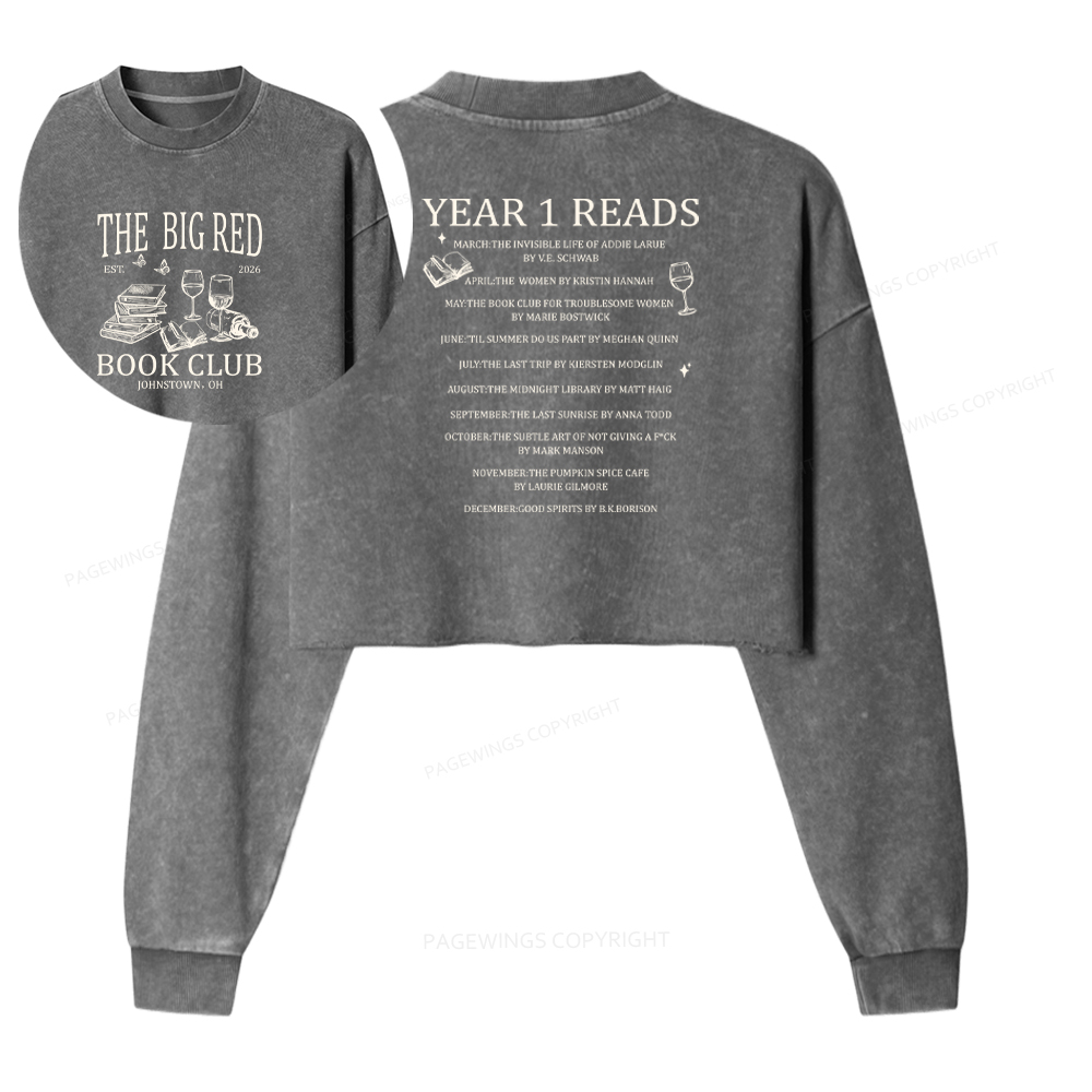 Pagewings Personalized Book Club Washed Crop Sweatshirt