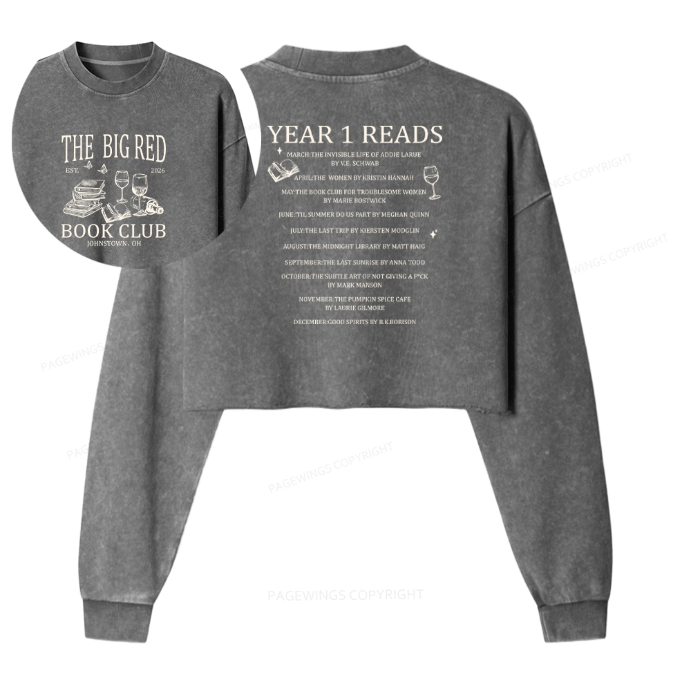 Pagewings Personalized Book Club Washed Crop Sweatshirt