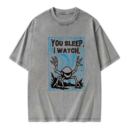 Pagewings You Sleep I Watch Unisex Washed T-shirt