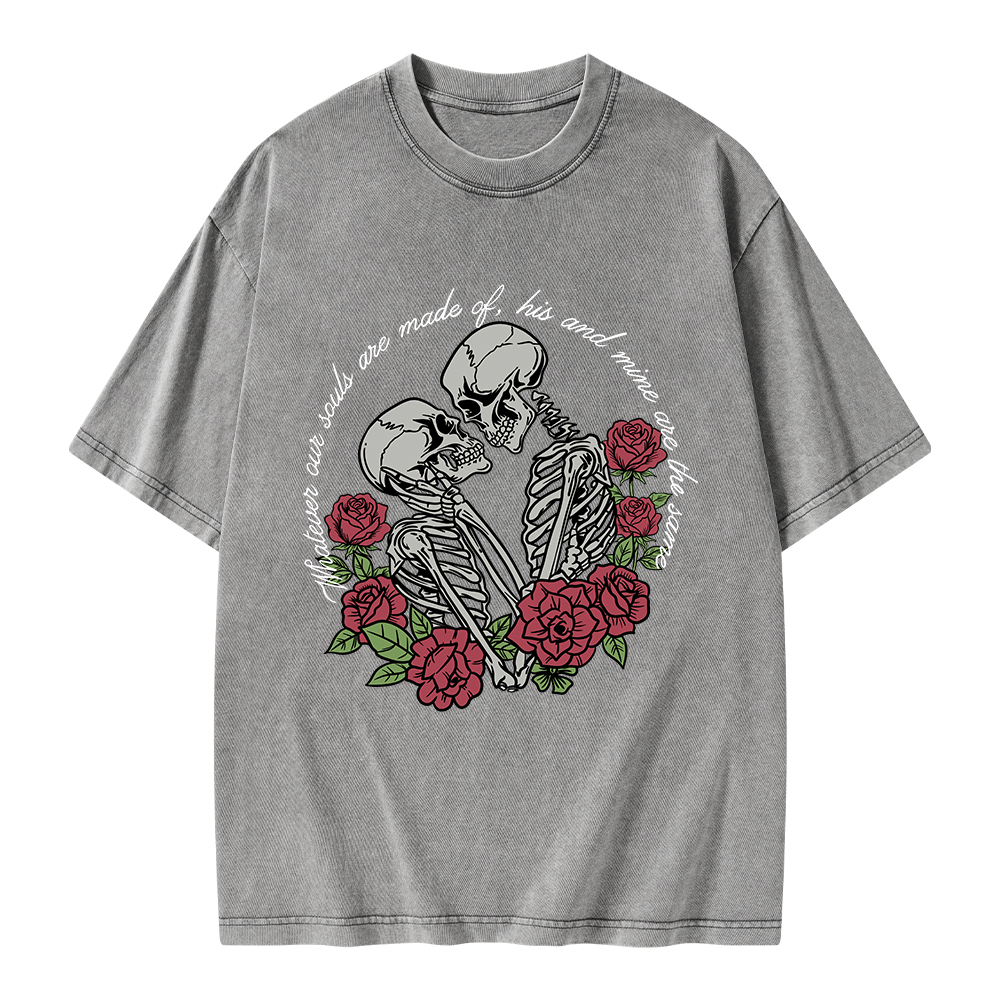 Pagewings Gothic Romance Skeleton Lovers Unisex Washed T-shirt
