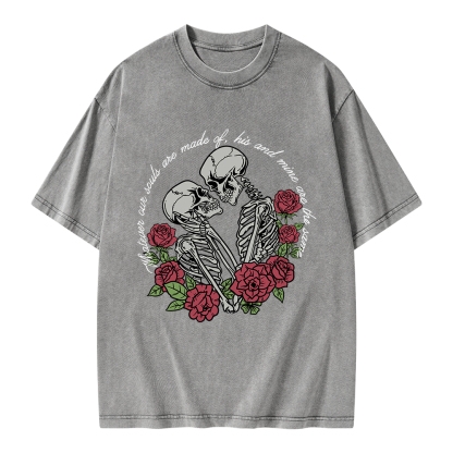 Pagewings Gothic Romance Skeleton Lovers Unisex Washed T-shirt