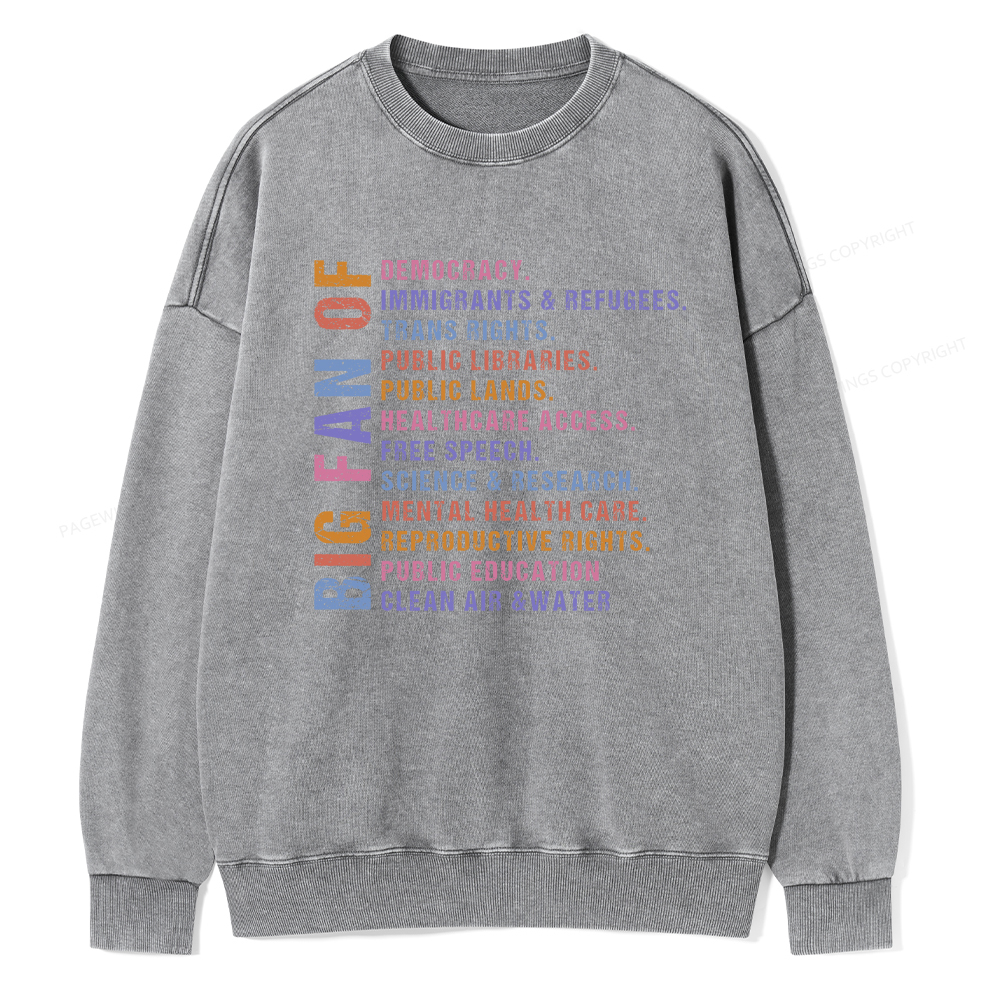 Pagewings Big Fan of Human Rights Washed Sweatshirt