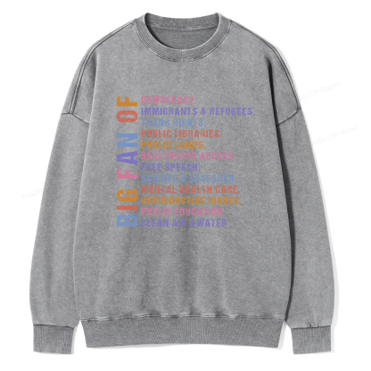 Pagewings Big Fan of Human Rights Washed Sweatshirt