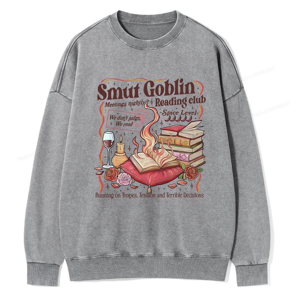 Pagewings Smut Goblin Dark Romance Bookish Washed Sweatshirt