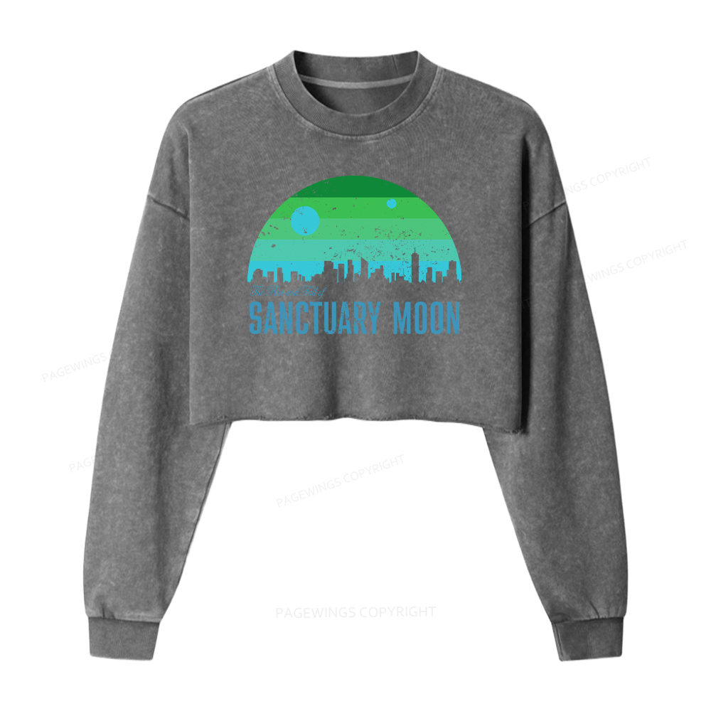 Pagewings The Rise and Fall of Sanctuary Moon Washed Crop Sweatshirt