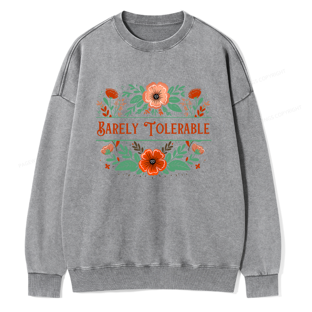 Pagewings  Barely Tolerable Book Lover Bookish Unisex Washed Sweatshirt