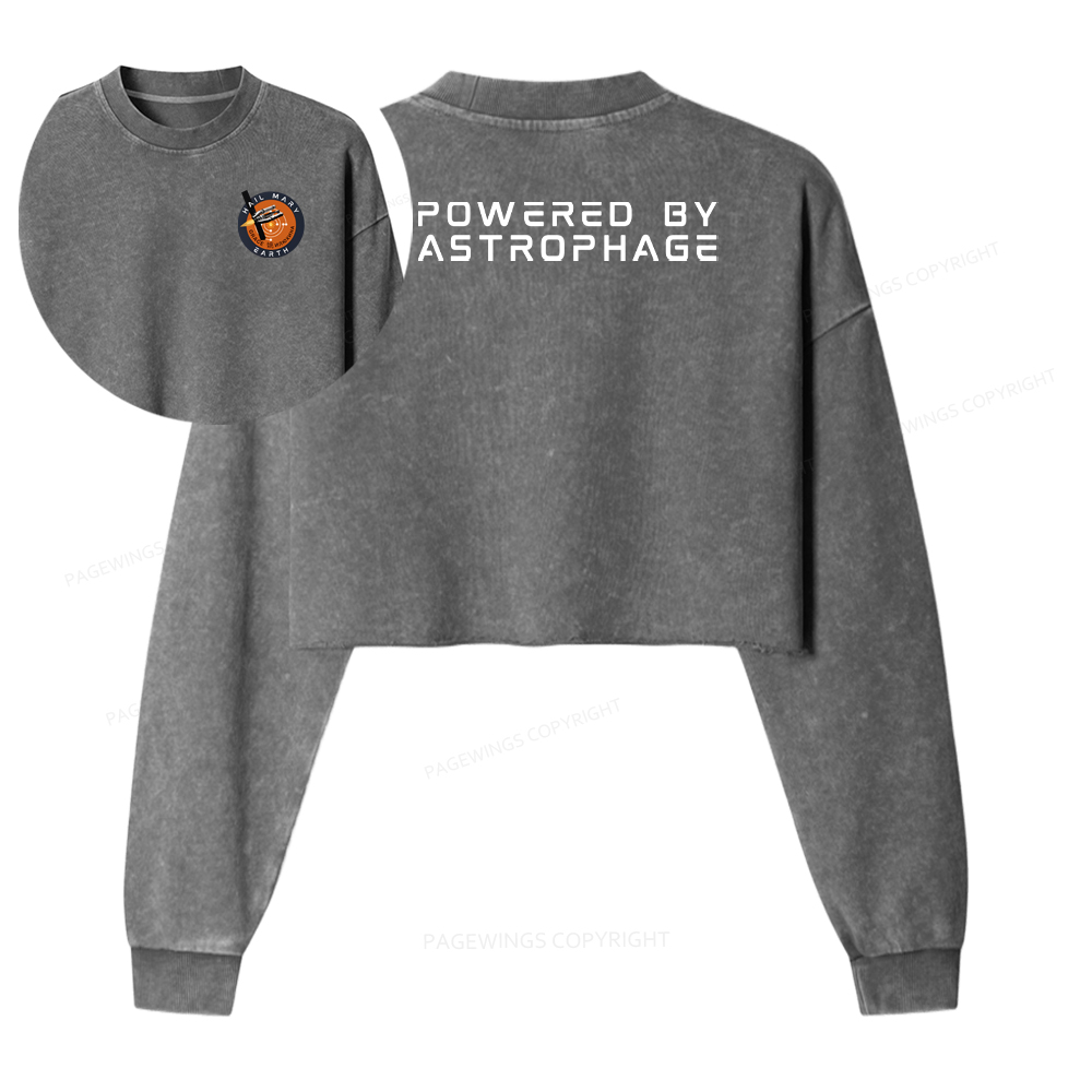 Pagewings Sci-Fi Book Lover Washed Crop Sweatshirt