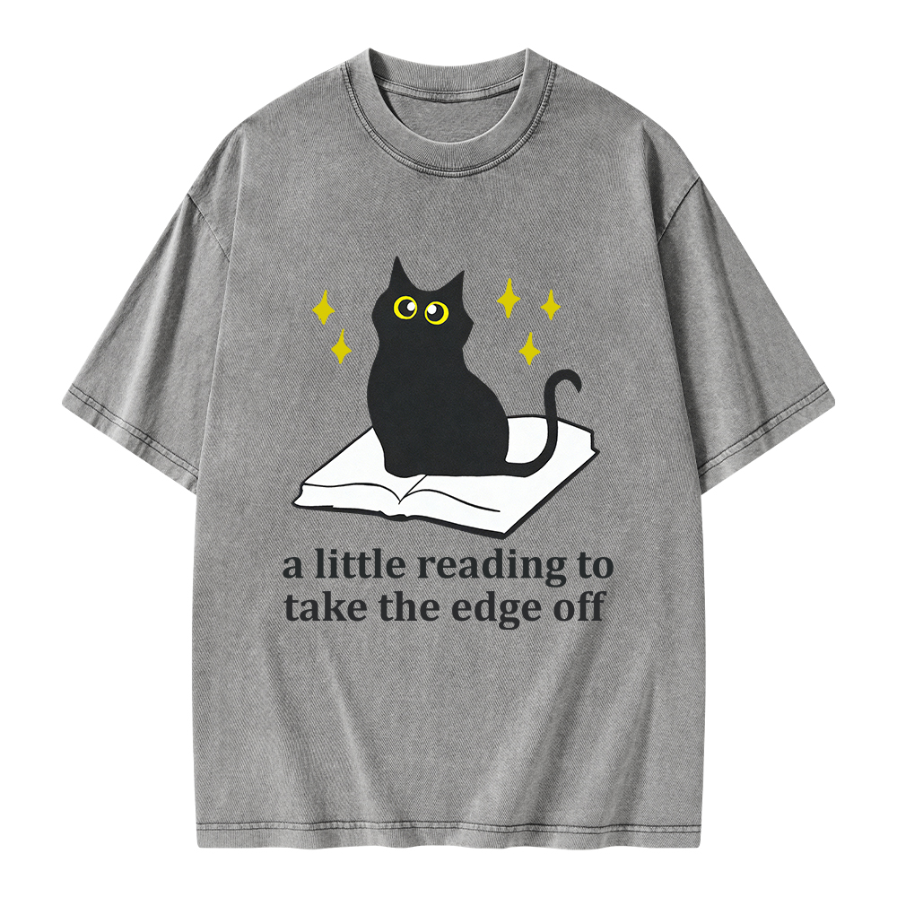 Pagewings A Little Reading To Take The Edge Off  Unisex Washed T-shirt