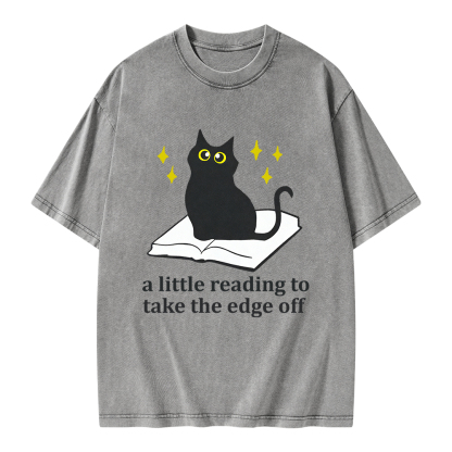 Pagewings A Little Reading To Take The Edge Off  Unisex Washed T-shirt