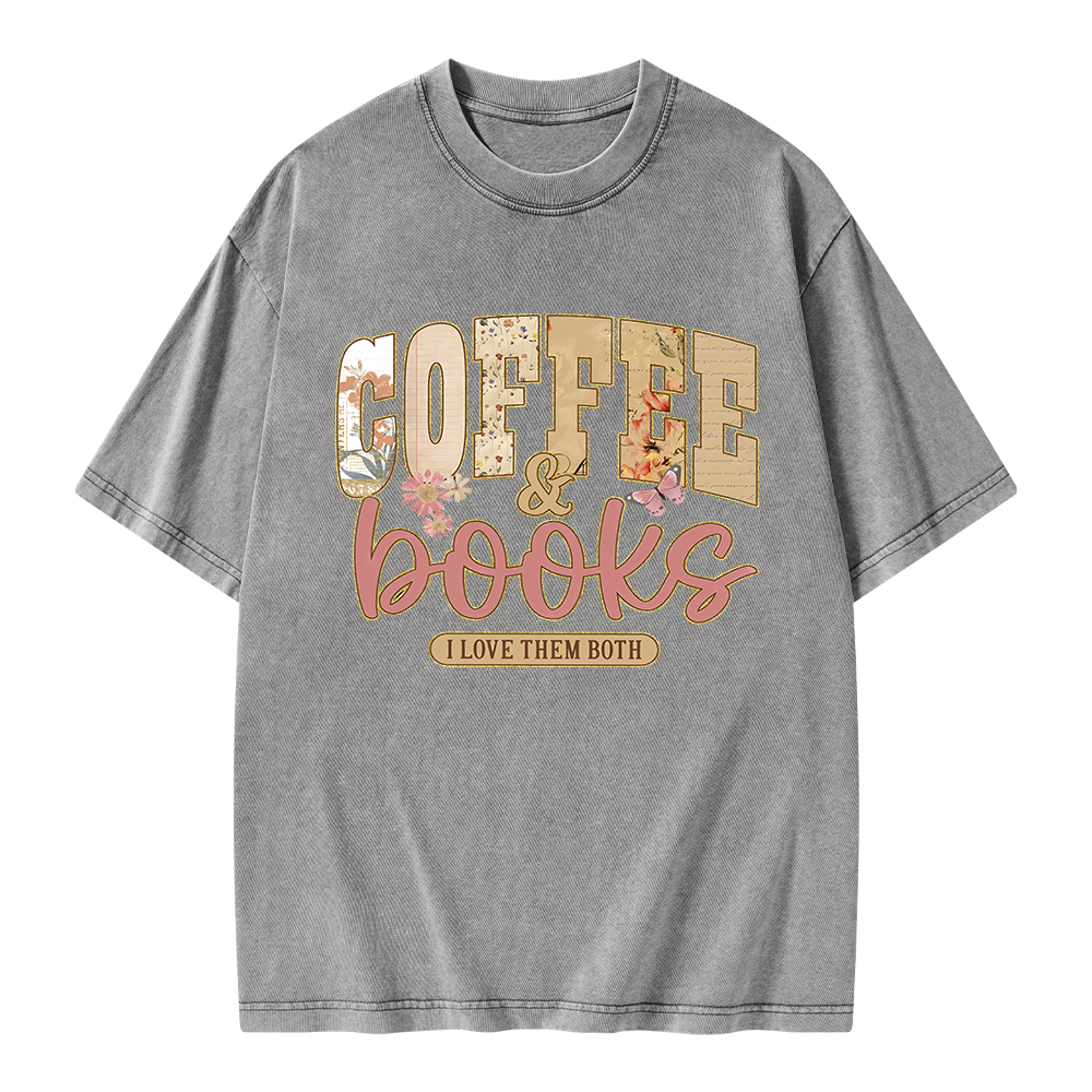 Pagewings Coffee And Books Unisex Washed T-shirt