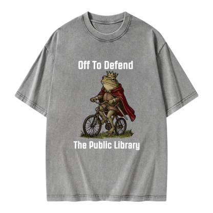 Pagewings Off To Defend The Public Library Unisex Washed T-shirt