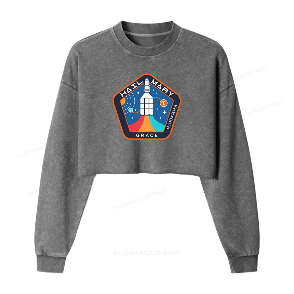 Pagewings Mission Patch Washed Crop Sweatshirt