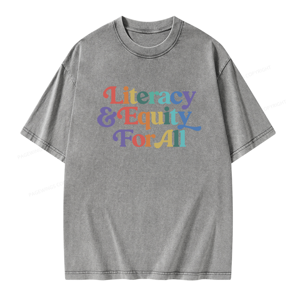 Pagewings Literacy & Equity For All Unisex Washed T-shirt