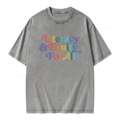Pagewings Literacy & Equity For All Unisex Washed T-shirt