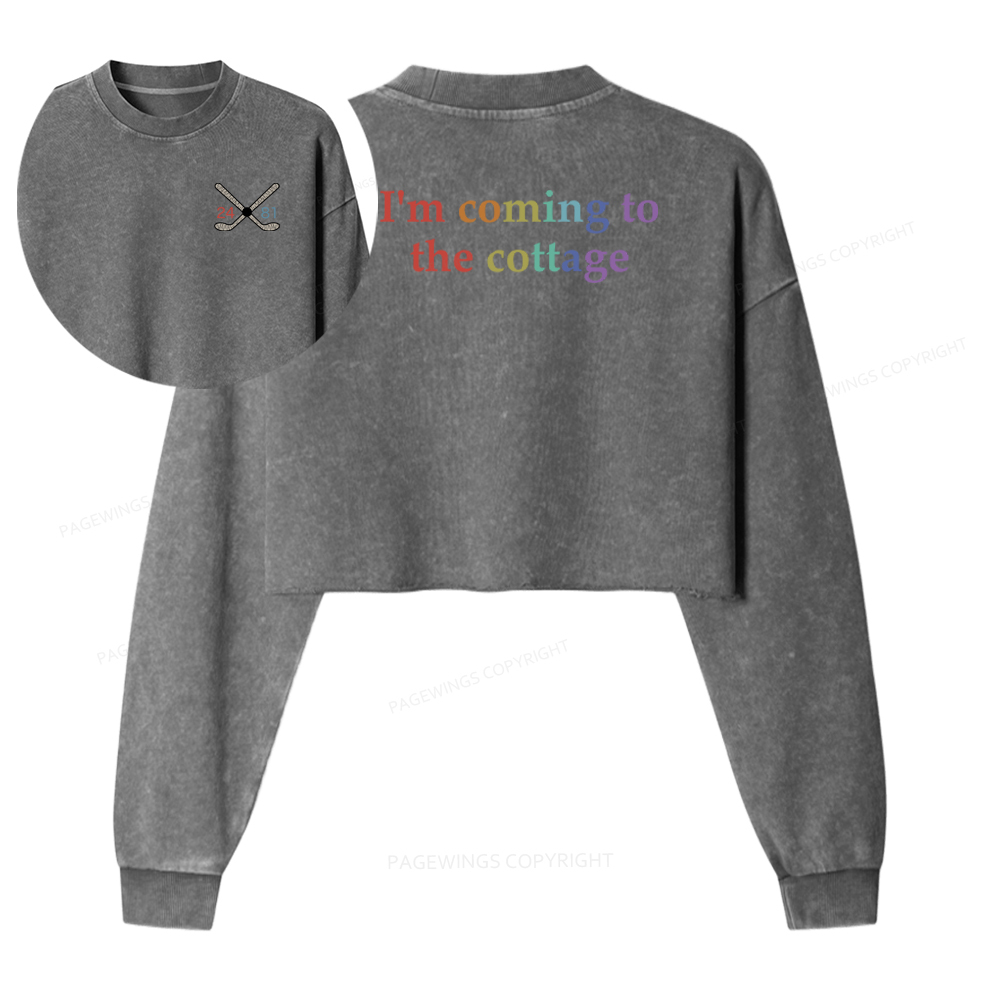 Pagewings I'm Coming To The Cottage Washed Crop Sweatshirt