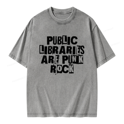 Pagewings Public Libraries Are Punk Rock Unisex Washed T-shirt