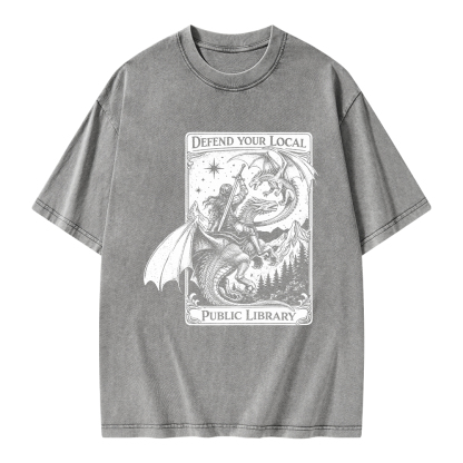 Pagewings Defend Your Local Public Library Unisex Washed T-shirt
