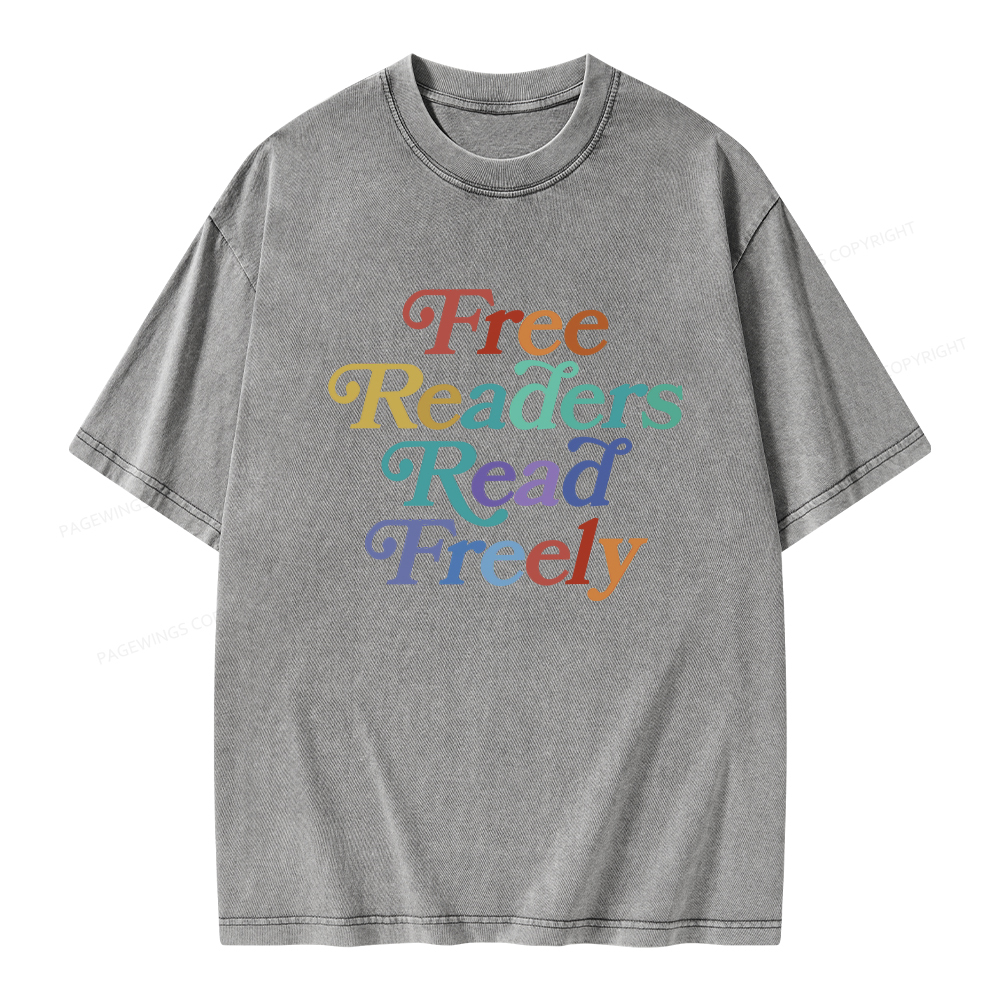 Pagewings Free Readers Read Freely Unisex Washed T-shirt