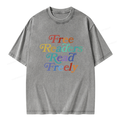 Pagewings Free Readers Read Freely Unisex Washed T-shirt
