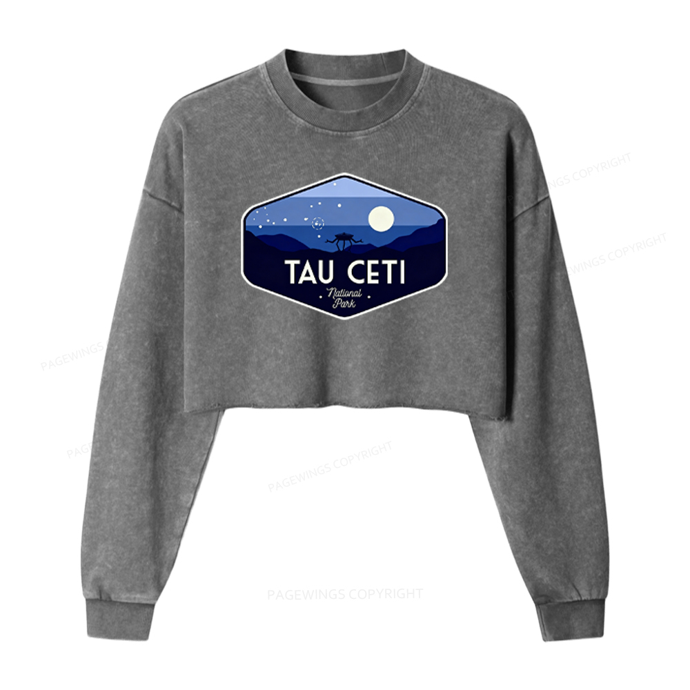 Pagewings Sci-Fi Lover Washed Crop Sweatshirt