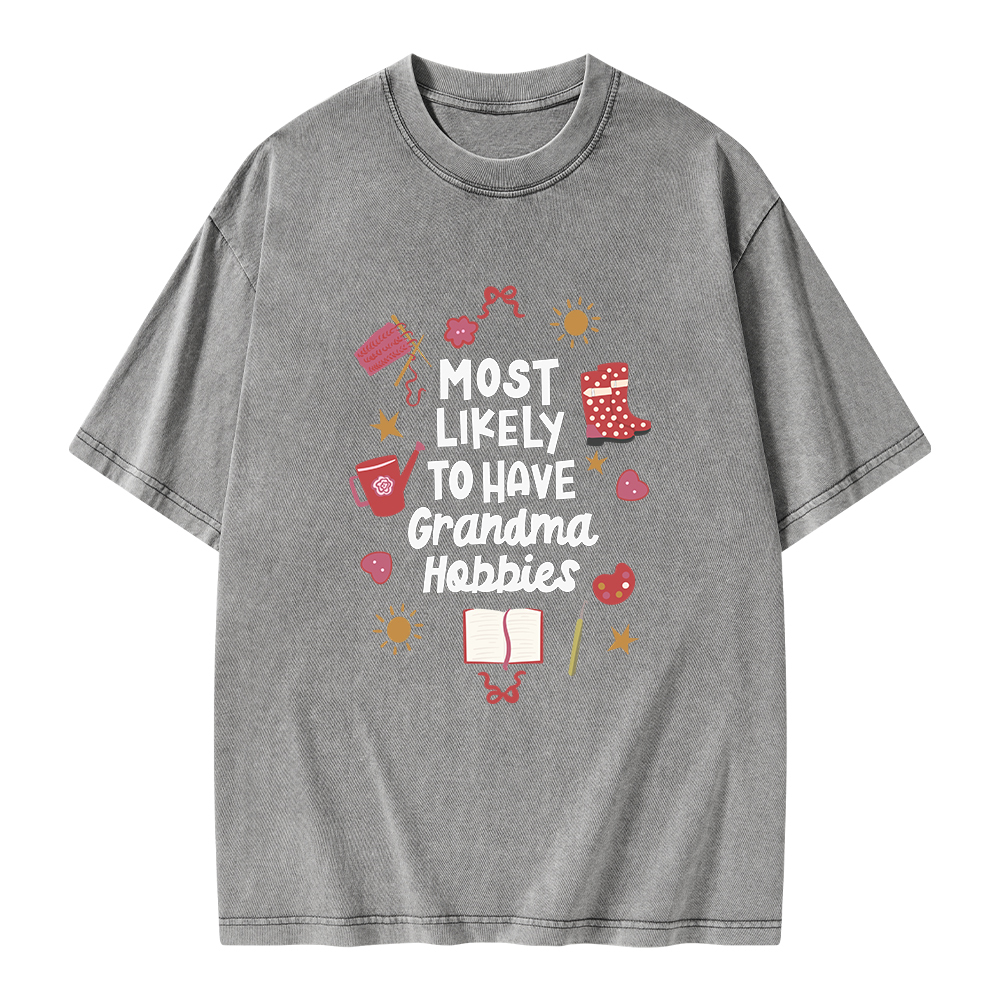 Pagewings Most Likely To Have Grandma Hobbies Unisex Washed T-shirt
