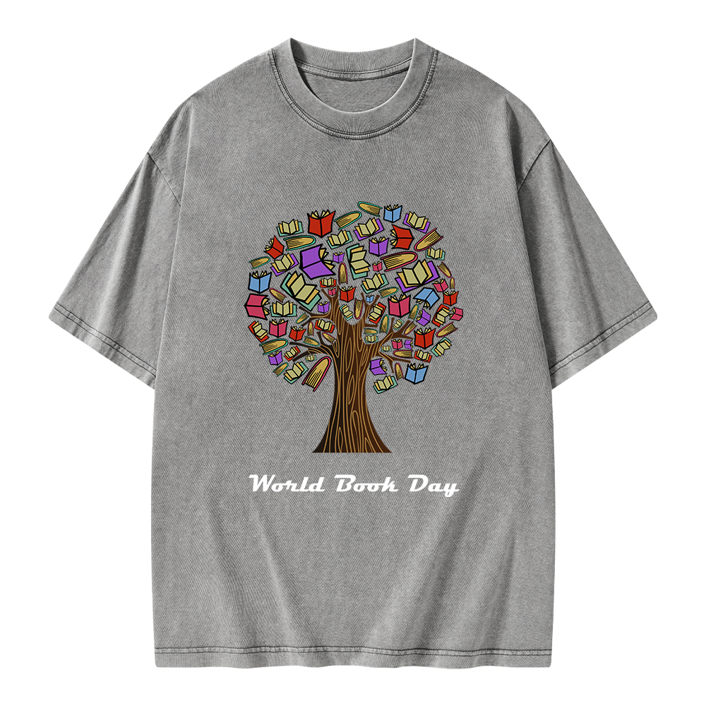 Pagewings World Book Day Tree Unisex Washed T-shirt
