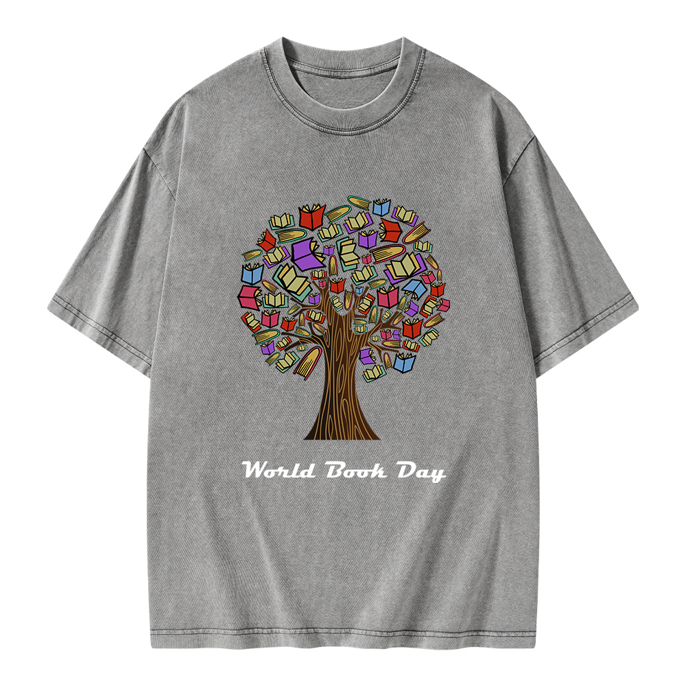 Pagewings World Book Day Tree Unisex Washed T-shirt