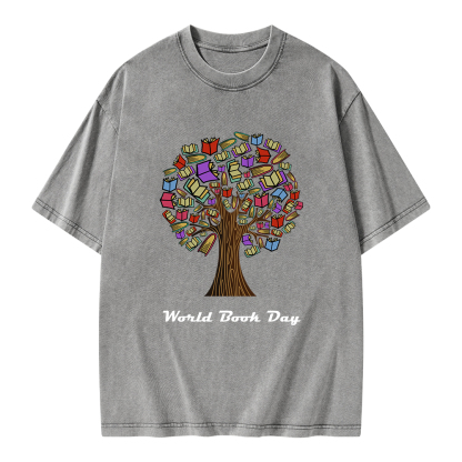 Pagewings World Book Day Tree Unisex Washed T-shirt