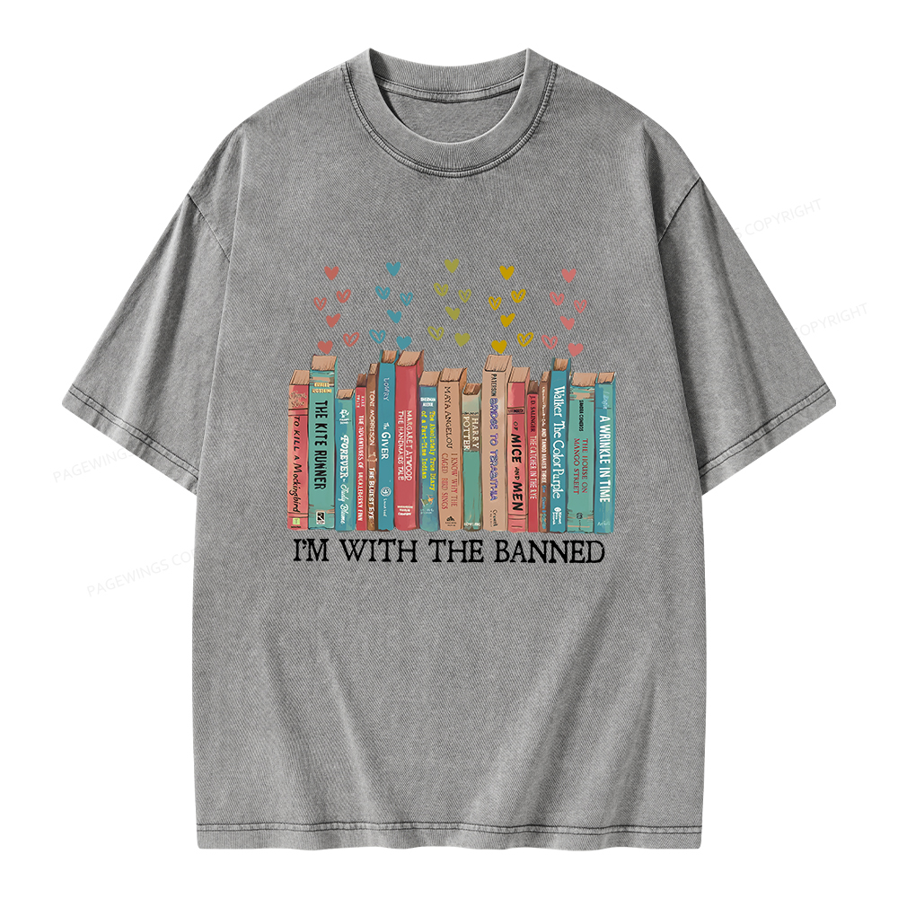 Pagewings I'm With The Banned Unisex Washed T-shirt