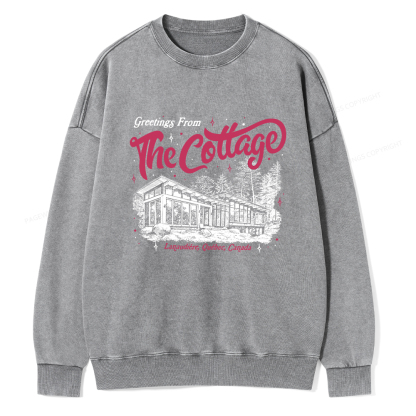 Pagewings Coming To The Cottage Unisex Washed Sweatshirt