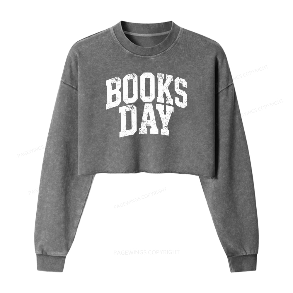 Pagewings Books Day Washed Crop Sweatshirt