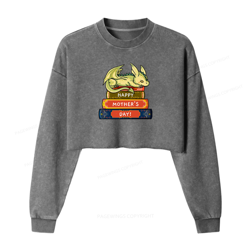 Pagewings Bookworm Mum Washed Crop Sweatshirt