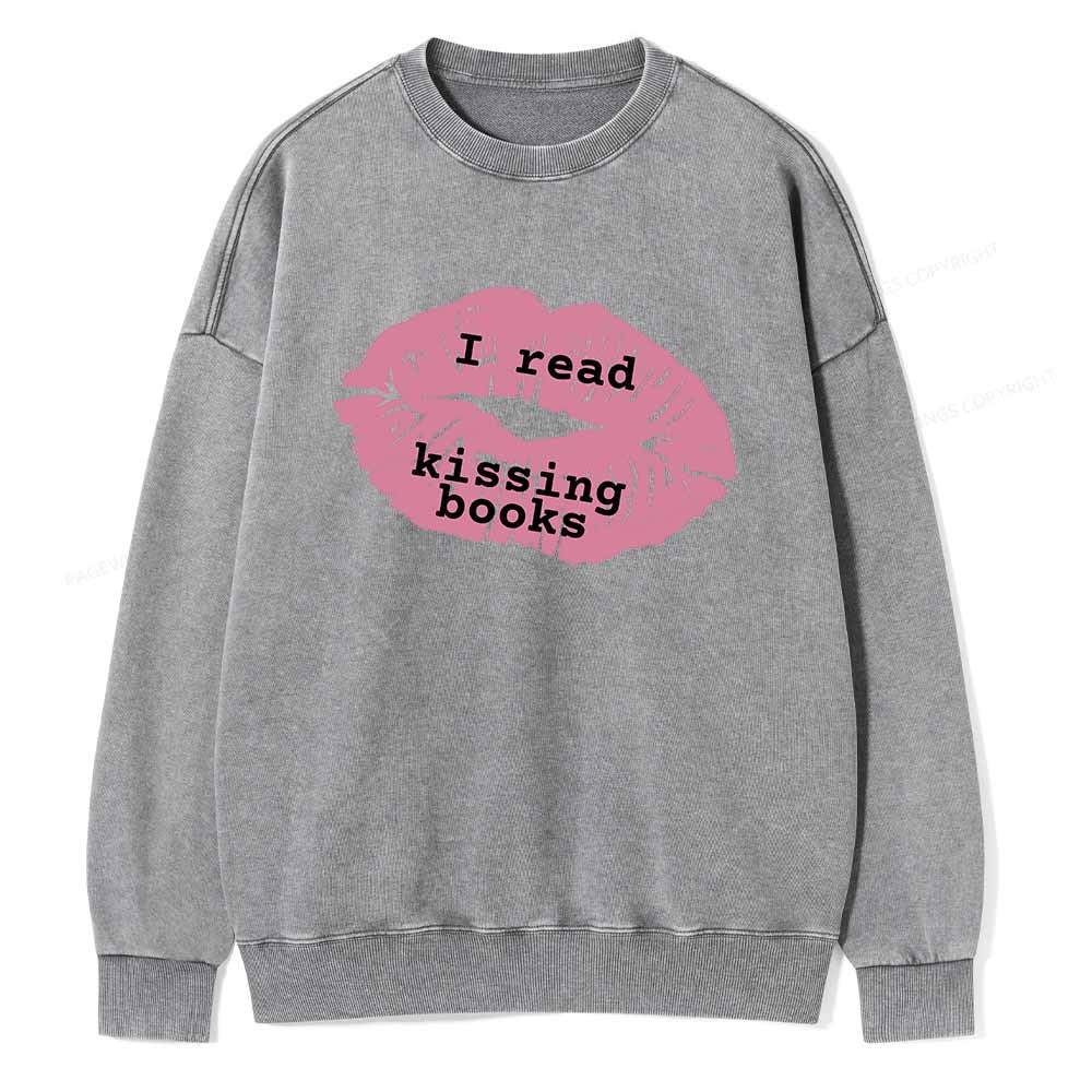 Pagewings I read kissing books Unisex Washed Sweatshirt