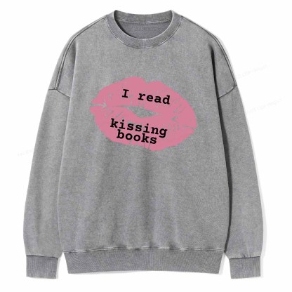 Pagewings I read kissing books Unisex Washed Sweatshirt