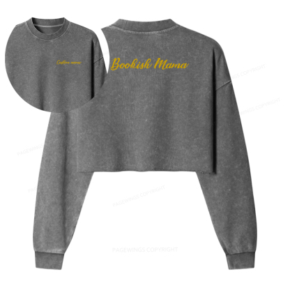 Pagewings Personalized Bookish Mama Washed Crop Sweatshirt